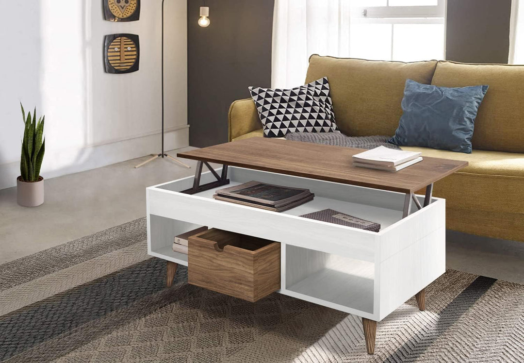 HOGAR24 ES Atelier Tisch, Holz. Weiss und gewachst, 100 x 50 x 47 cm