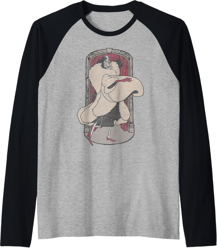 Disney Villains Cruella De Vil Faded Portrait Raglan