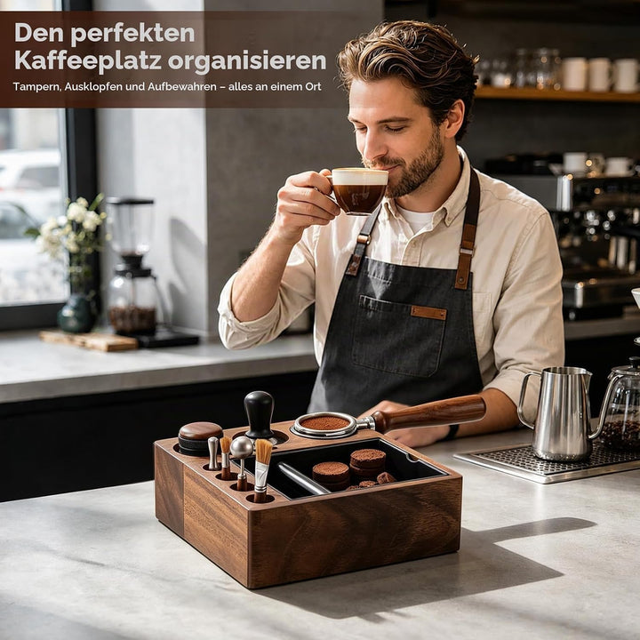 Espresso Tamperstation aus Holz für 51/54/58 mm Siebträger