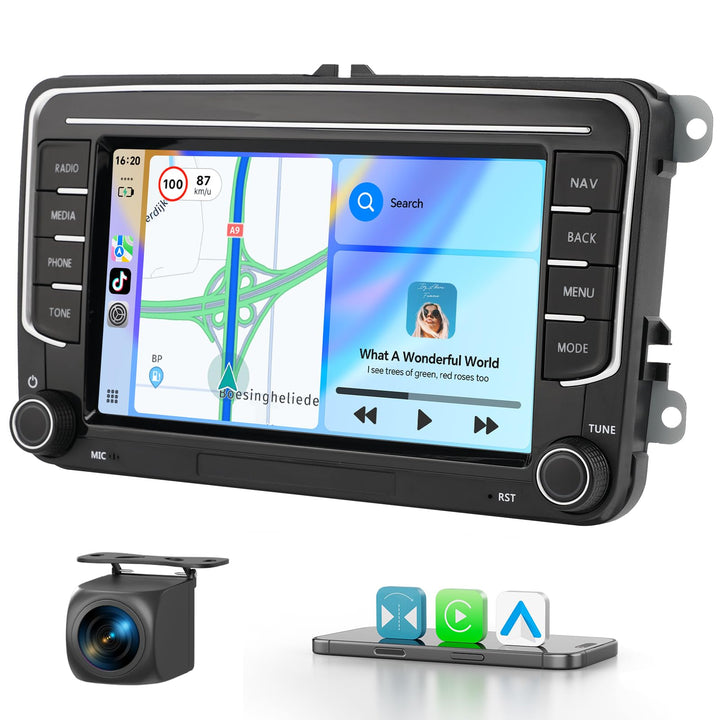 Haudio 2 DIN Autoradio mit drahtlosem Apple CarPlay & Android Auto, 7-Zoll-Autobildschirm mit Canbus