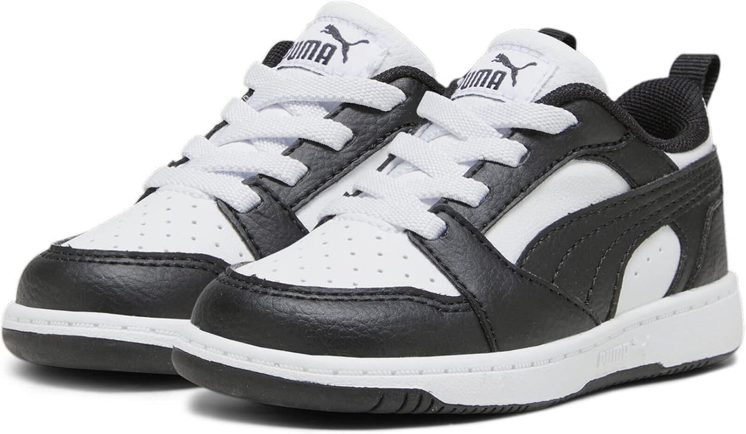 PUMA Unisex Kinder Rebound V6 Lo Jr Sneaker 35.5 EU Puma White Puma Black, 35.5 EU Puma White Puma B