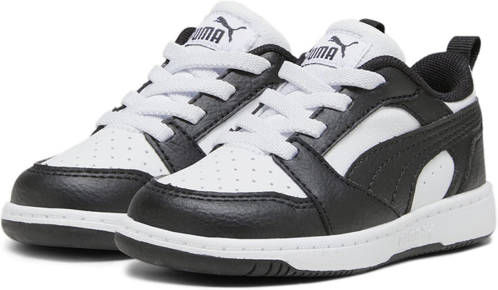 PUMA Unisex Kinder Rebound V6 Lo Jr Sneaker 35.5 EU Puma White Puma Black, 35.5 EU Puma White Puma B
