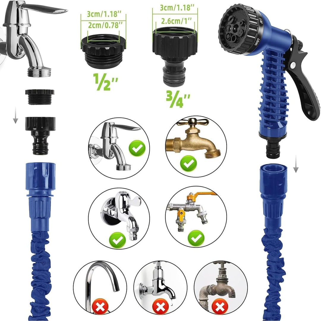 Gartenschlauch Flexibel, Wasserschlauch Dehnbar Flexibler Gartenschlauch 30 m mit 7 Funktionen Garte