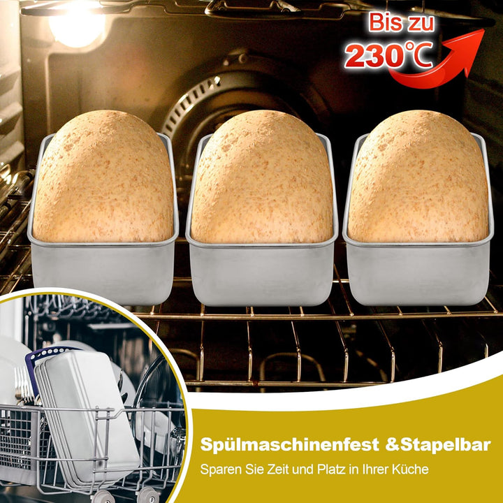 HaWare Brotbackform 3er Set, Edelstahl Kastenform Brotform, Rechteckig Toastbrot Backform Kastenback