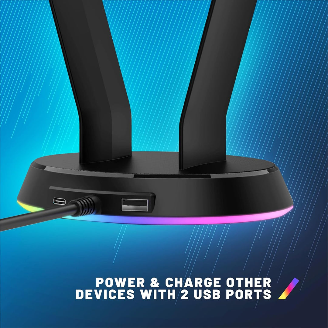 Stealth LED Light Up Gaming Headset Ständer in Schwarz für PS4, PS5, Xbox, Switch und PC - USB-betri