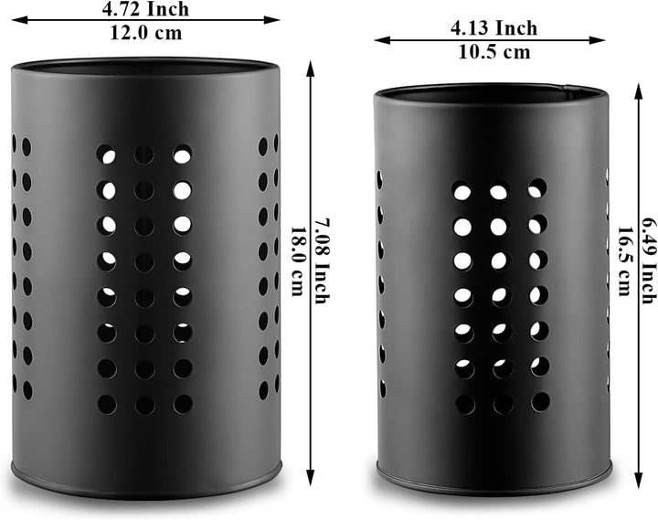 Evanda Küchenutensilienhalter für Arbeitsplatte 2er, Edelstahl Schwarze Utensilien Caddy, Bauernhaus