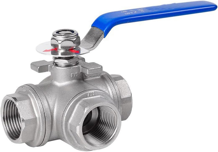 Edelstahl 3 Weg Kugelhahn 1 Zoll RC Gewinde DN25 304 T Typ Industrielle Rohrverschraubung Manuelles