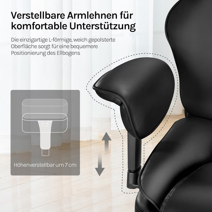 WOLTU Bürostuhl ergonomisch, Chefsessel Doppellagige weiche Rückenlehne, 3-stufige Rückenlehnenverst