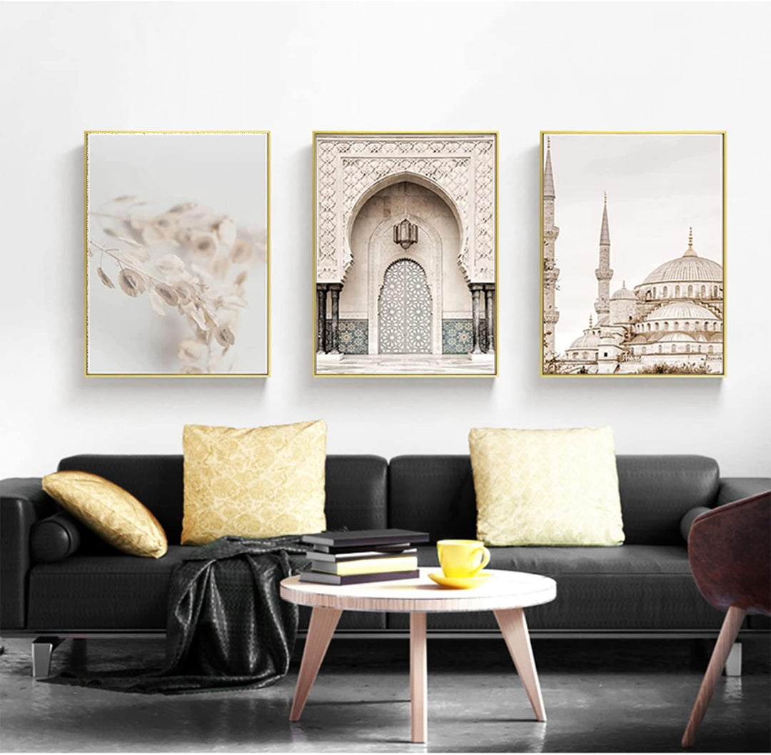 JNAOZI Arabische Kalligraphie Leinwand Drucke, Islamische Poster, Gold Islamische Kirchenbilder,Isla