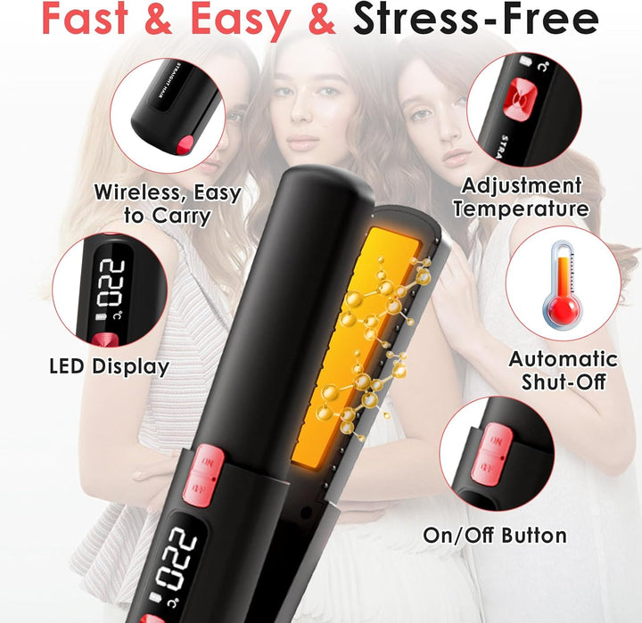 Mini Glätteisen 2 IN 1 Locken & Glätten für Alle Haartypen, Mini Haarglätter für Kurzes Haar, 6 Temp