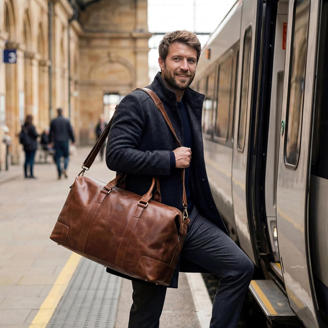 SID & VAIN grosse XL Reisetasche echt Leder - Sporttasche gross Jeremy gross - Weekender Handgepäck