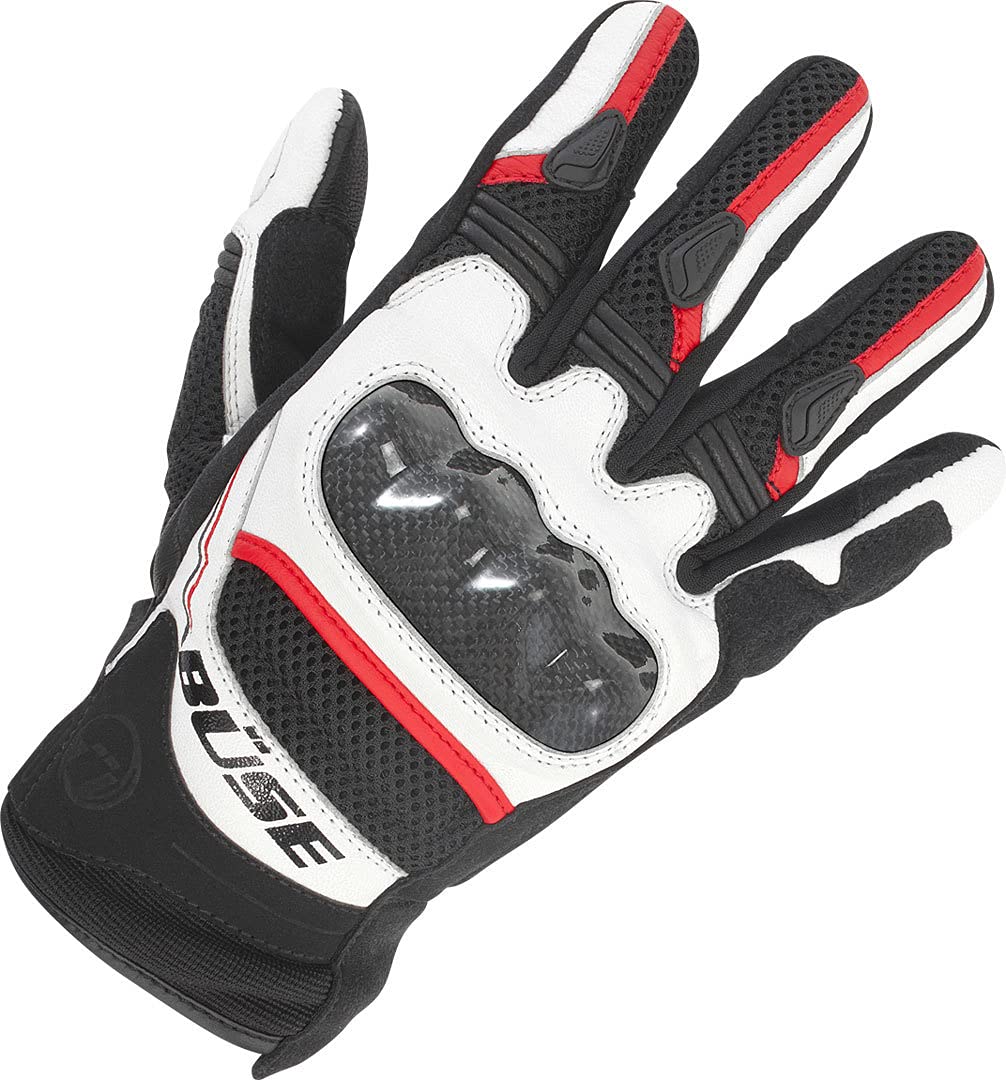 Büse Safe Ride Motorradhandschuhe (Black/White/Red,9)
