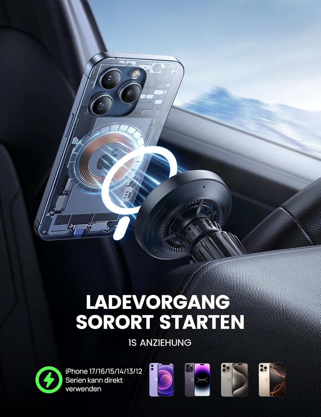 Lamicall Qi2 Handyhalterung Auto für Magsafe Autohalterung mit Ladefunktion - [Kühlventilator & Smar