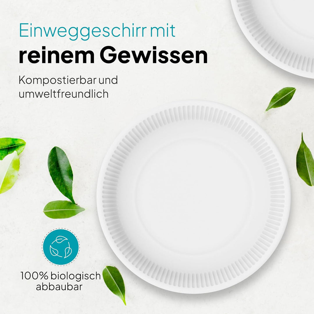 Commerline 1000 Stück Pappteller KU18 Rund Ø18 cm | Einweggeschirr Kuchenteller Partygeschirr Partyt