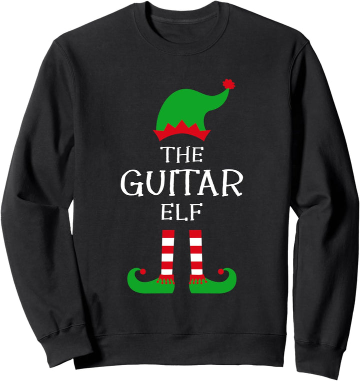 The Guitar Elf Matching Family Group Idea Funny Christmas Sweatshirt