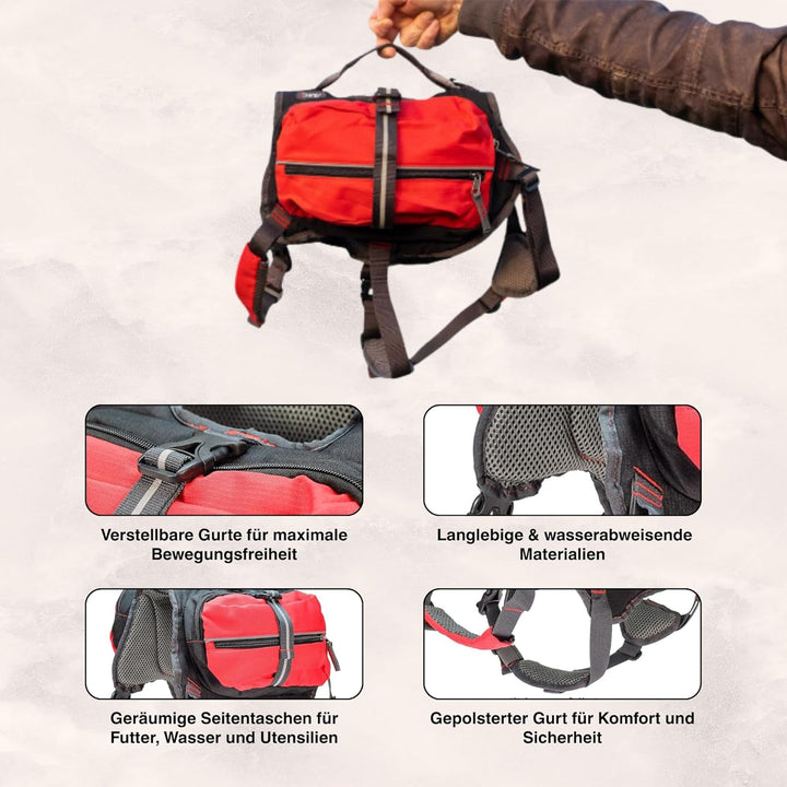 iEnergy™ MAL Hunderucksack - Wetterfester Rucksack für Hunde – Gut gepolsterter Wanderrucksack (Klei