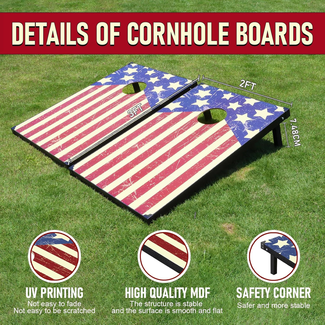 Cornhole Spiel Verordnung Grösse 91cmx60cm, Sackloch Spiel mit Corn Hole Spiel mit 2 Boards, 8 Wurfb