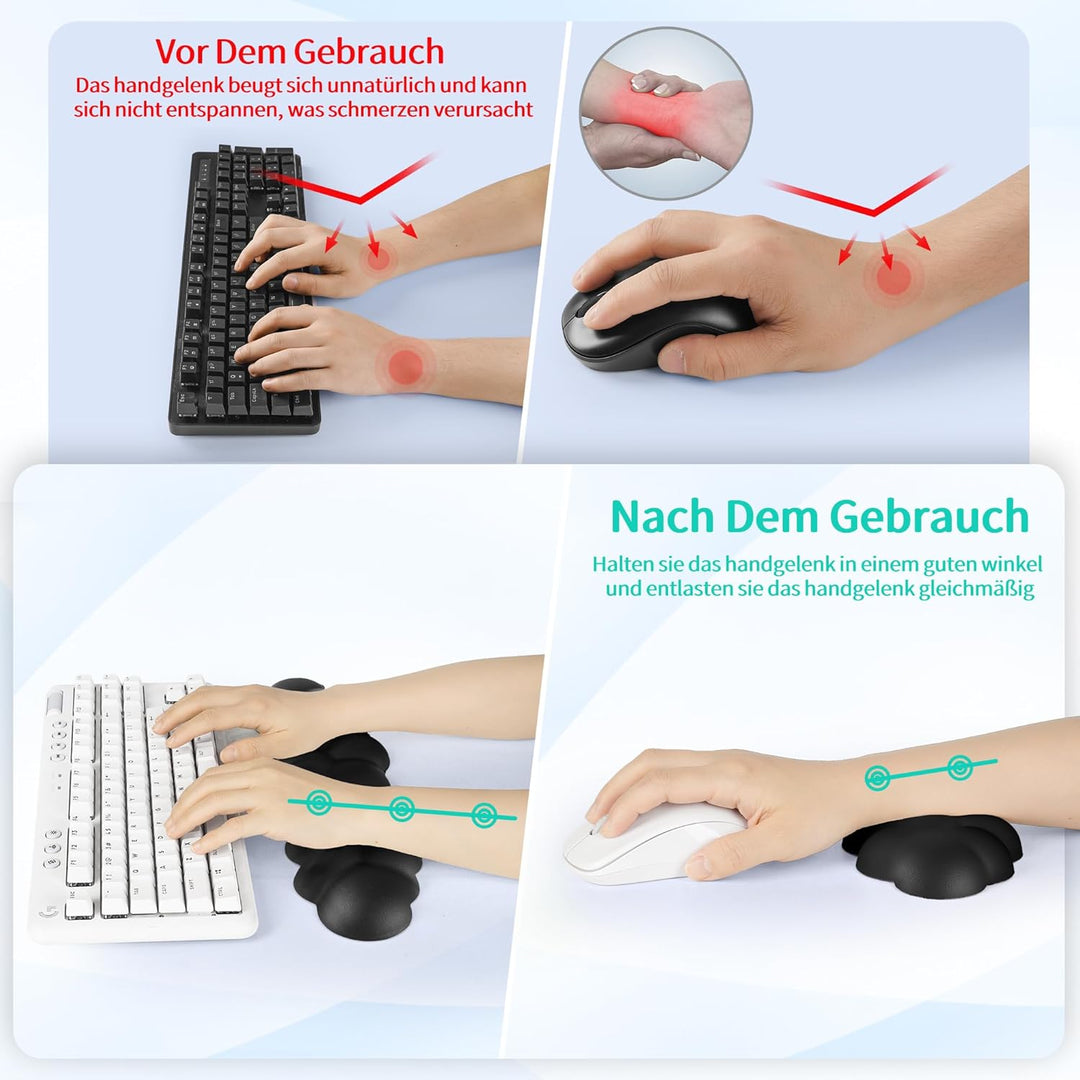 Sushret Wolke Handballenauflage Tastatur, Ergonomisches Wolke Handauflage Tastatur Mit Pu Leder Memo