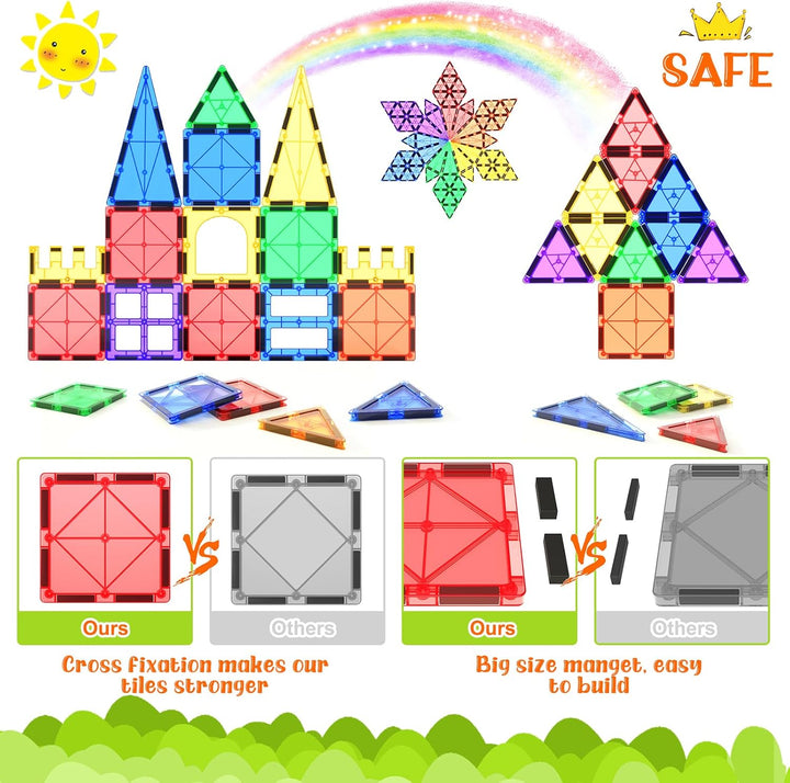 Magnetische Fliesen Kinderspielzeug STEM Magnet Spielzeug für Kleinkind Magnetische Blöcke Bauspielz
