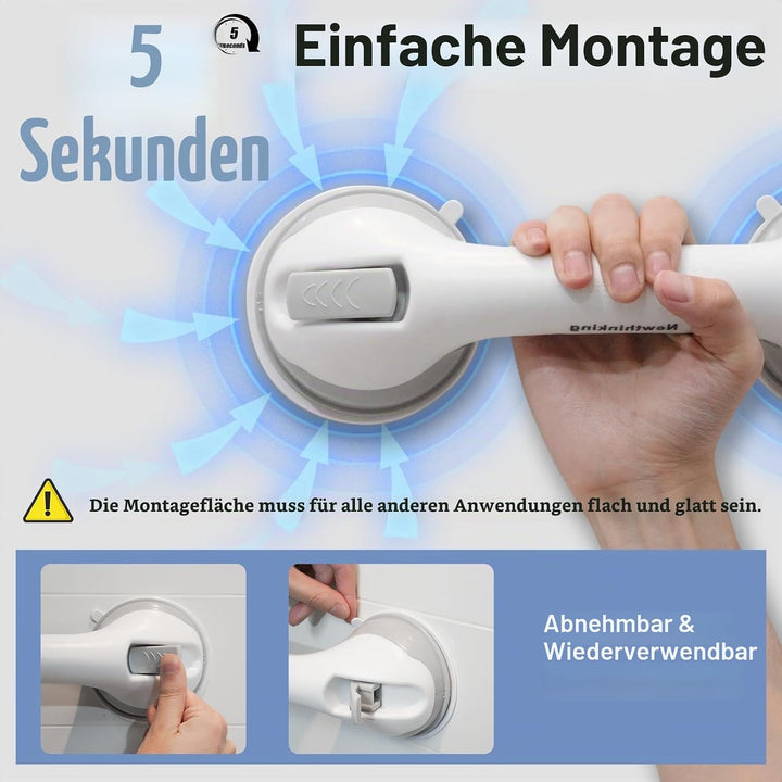 Newthinking Dusche Haltegriff mit Saugnapf 30CM, Haltegriff Dusche Ohne Bohren, Haltegriff Badewanne
