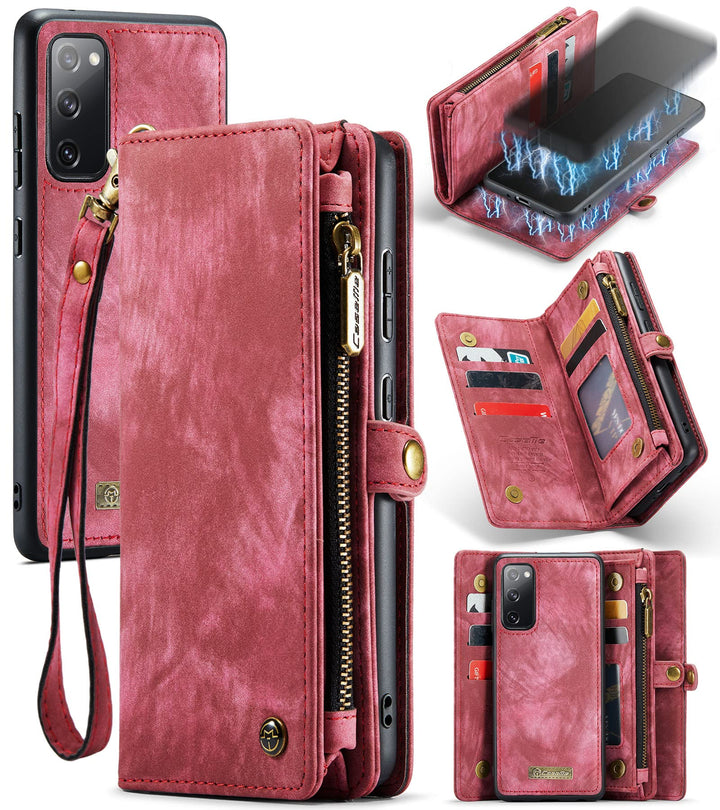 UFinetech Abnehmbar Samsung Galaxy S20 FE Hülle Tasche Handy Leder TPU Kartenfach Flip Magnetisch Re