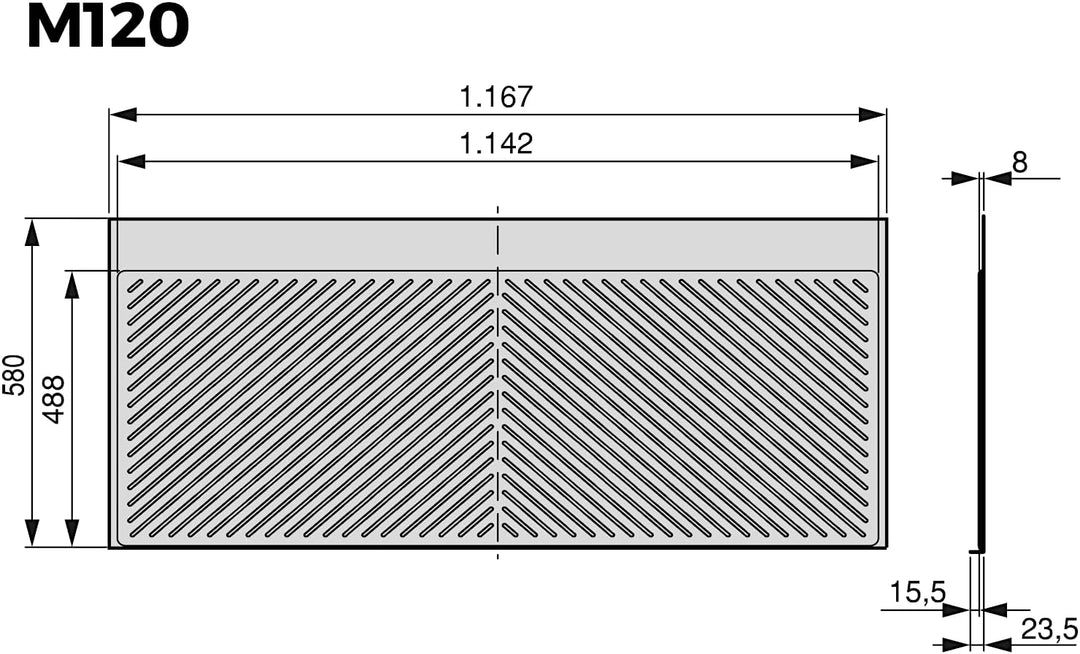 emuca Bodenschutzmatte Anthrazitgrau für 120 cm Küchenunterschrank/Wasserschutzmatte