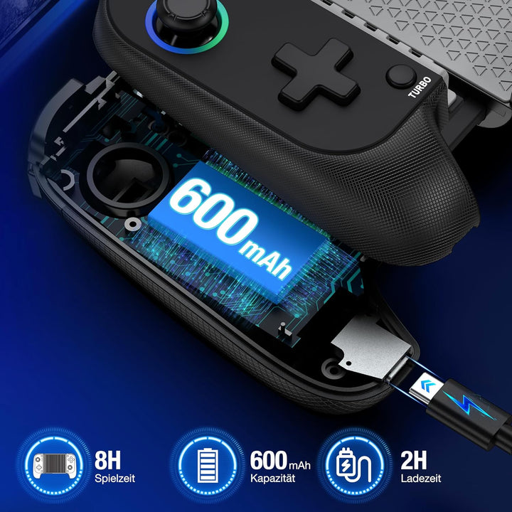 HASACOOL Handy Controller für iPhone, Smartphone Controller für Android mit Hall Effect Joystick, Bl