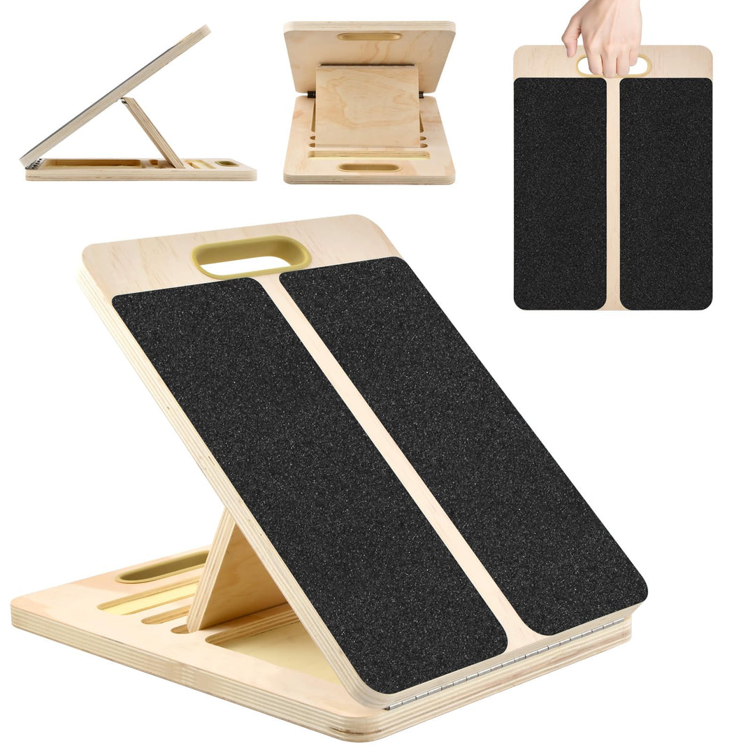 Portable Wooden Slant Board, Balance Board aus Holz für Waden-Stretching & Physiotherapie, Einstellb