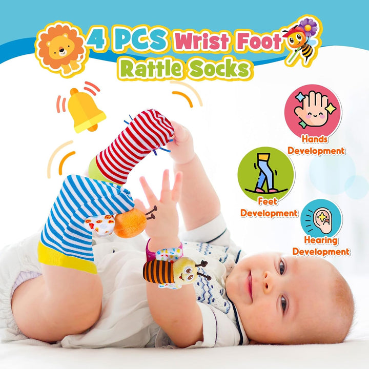 Wootoyz 14 Pcs Rasseln Beissring Set Baby Spielzeug ab 0-12 Monate, Baby Geschenk Junge Mädchen 0-12