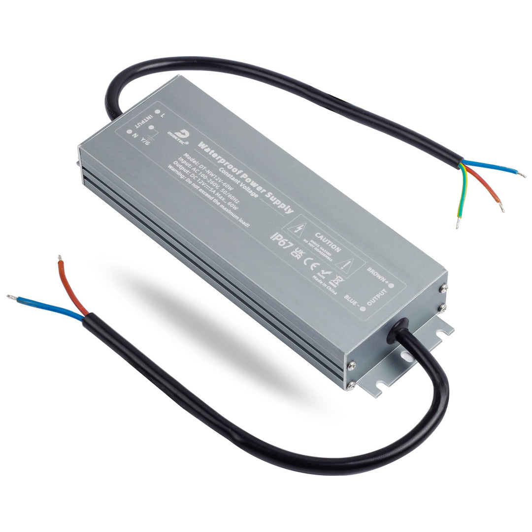 DUSKTEC LED Trafo 12V 60W Netzteil IP67, Wasserdicht Treiber Transformator AC 230V auf DC 12 Volt 5A