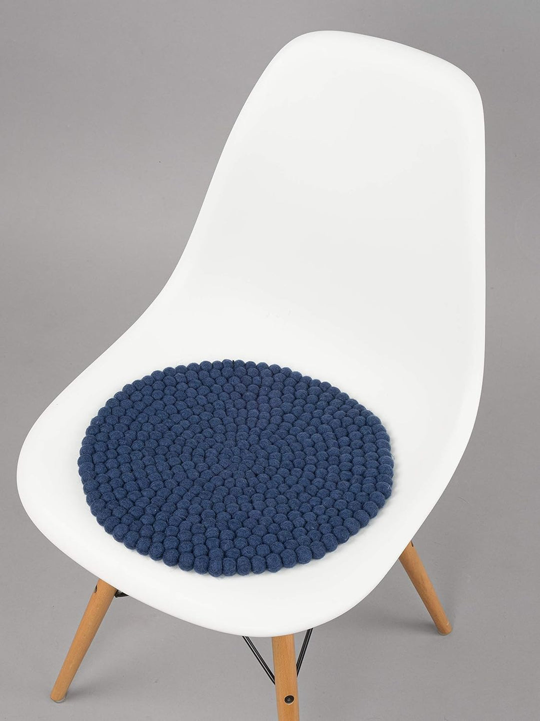 myfelt Filzkugel Sitzauflage Stuhlauflage - Alva - rund, Ø 36 cm, Dunkelblau, Dunkelblau
