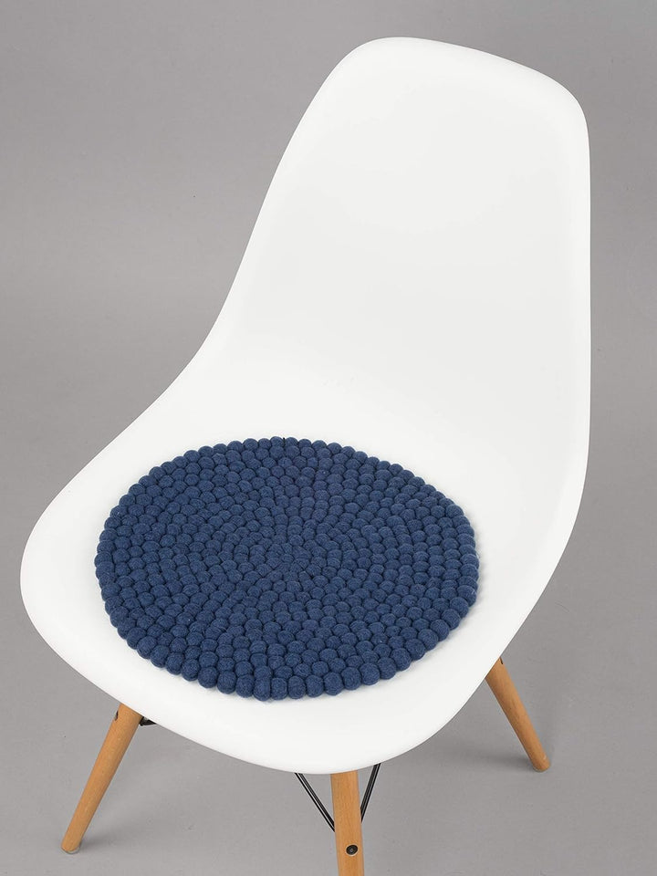myfelt Filzkugel Sitzauflage Stuhlauflage - Alva - rund, Ø 36 cm, Dunkelblau, Dunkelblau