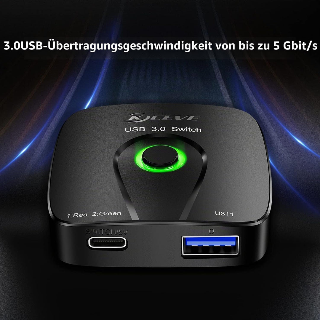 USB 3.0 Switch 2 PC, 2 in 1 out | USB Switch 3.0 for 2 Computers Share Mouse, Keyboard, with Wired R