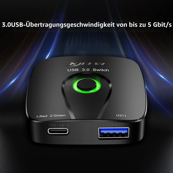 USB 3.0 Switch 2 PC, 2 in 1 out | USB Switch 3.0 for 2 Computers Share Mouse, Keyboard, with Wired R