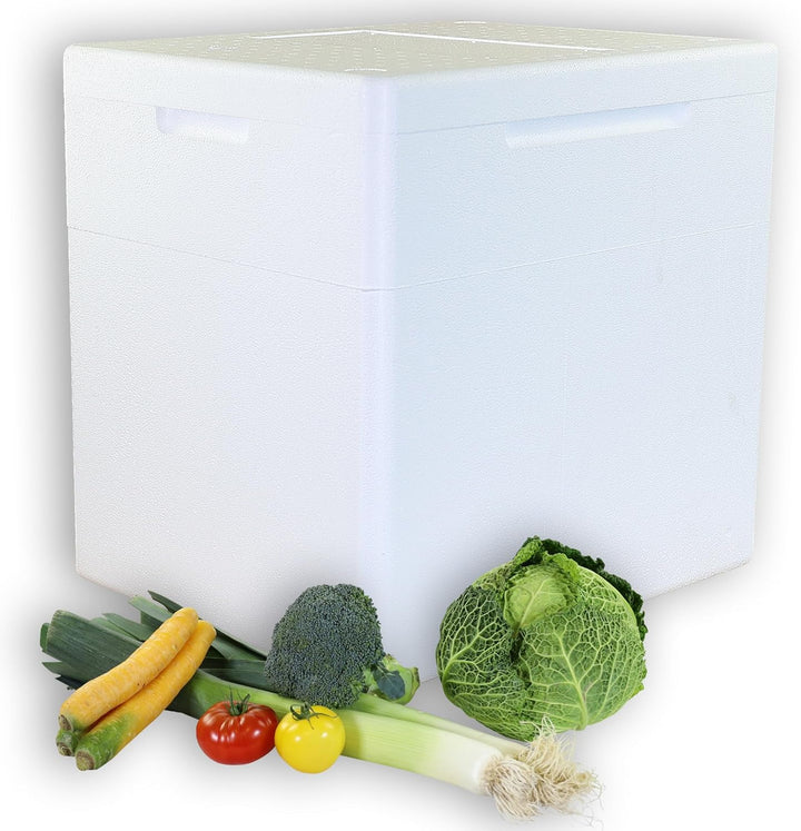 Styroporboxen 55 Liter mit Deckel | Thermobox Innenmass: 42 x 32,5 x 40 cm | Isolierbehälter in weis