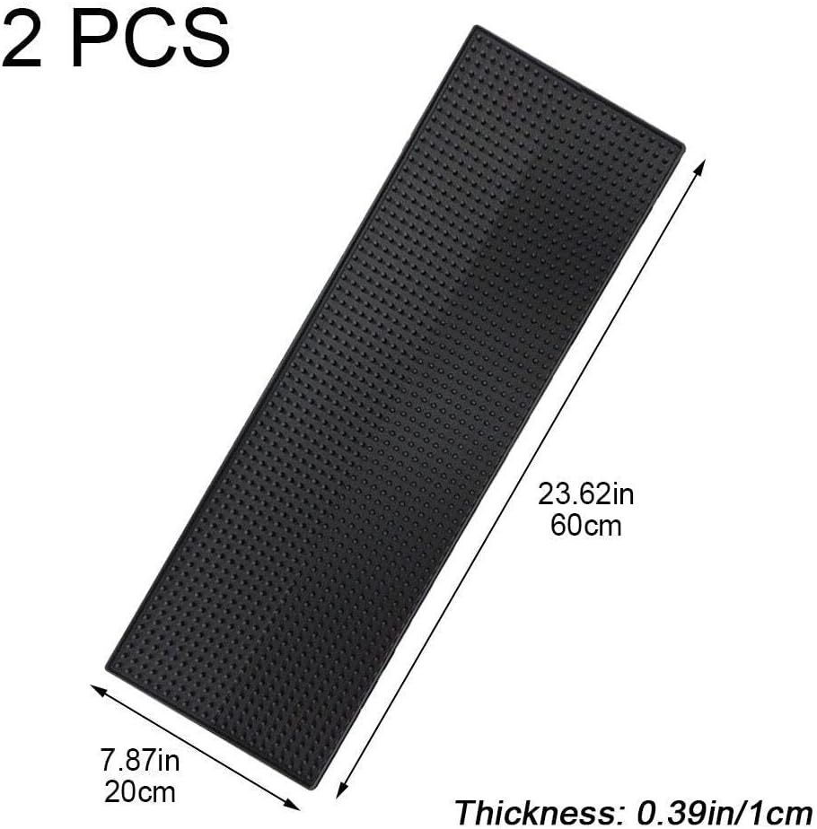 2 Stück Bar-Service-matten, Schwarze Barmatte, 60 X 20 cm, rutschfeste Whiskey-Kaffee-bar-matten, Un