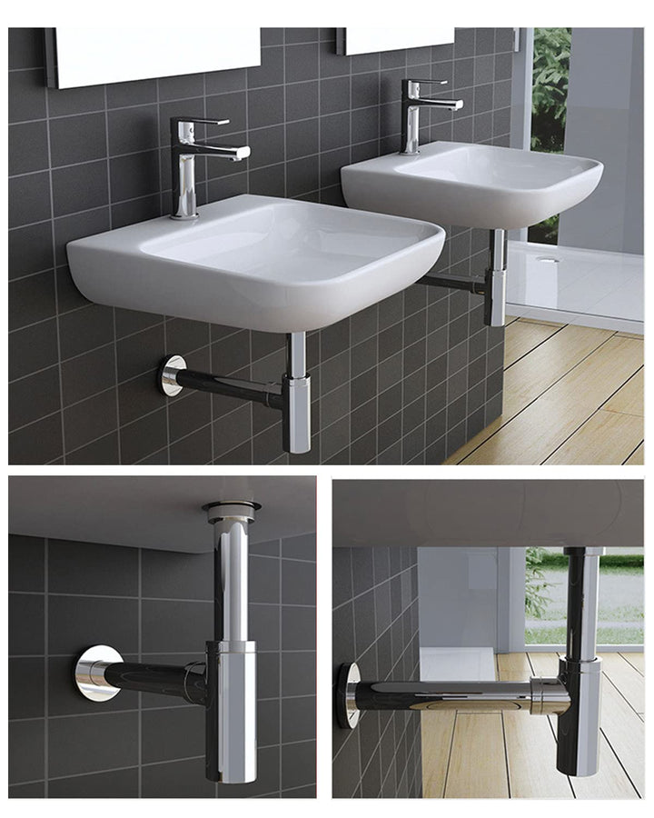 EXLECO Siphon mit Ablaufgarnitur 1 1/4" x Ø 32mm Edelstahl Siphon Geruchsverschluss Verstellbar Univ