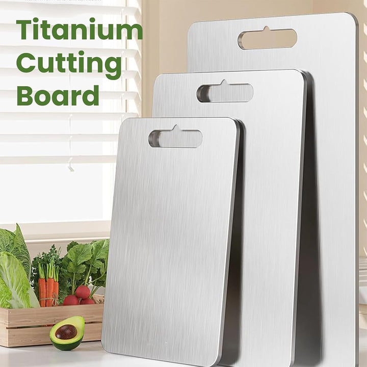 3 Stück Titan Schneidebrett, Titanium Cutting Board, Edelstahl Schneidebrett, Erstklassige Titan-Sch