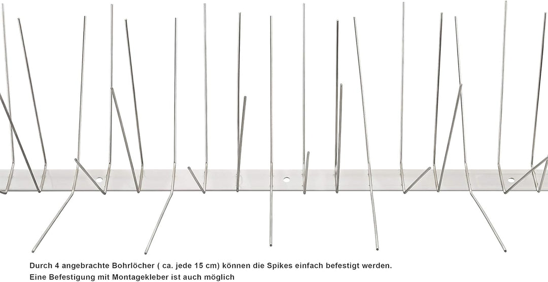 Profi Edelstahl Taubenspikes 6 Reihig - Effektive Taubenabwehr- Vogelabwehr Edelstahlleiste Spikes f