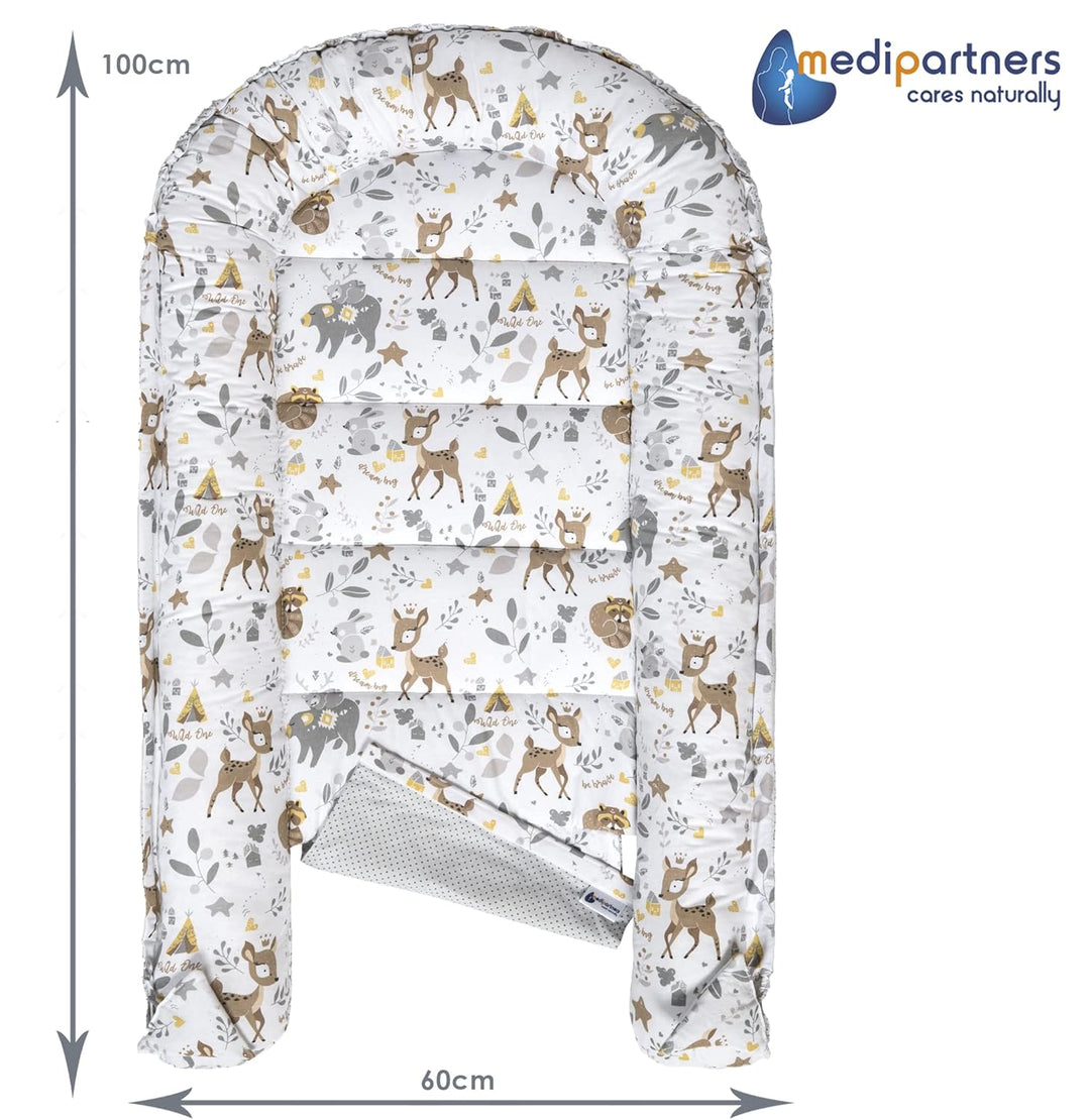Medi Partners 5 teilig Babynestchen Set Babynest 100x60x15 herausnehmbarer Einsatz Bett Kuschelnest