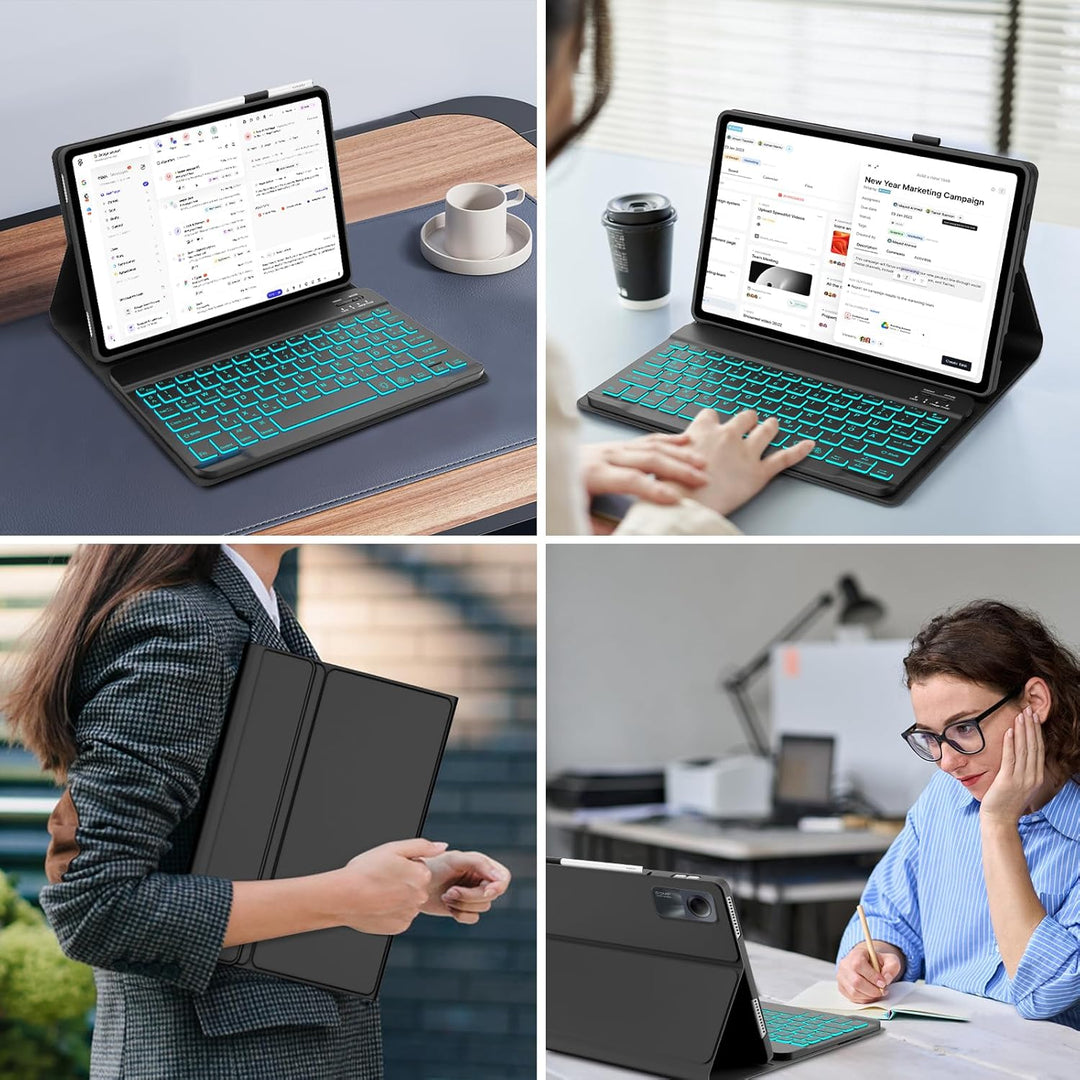 IVEOPPE Tastatur Hülle für Xiaomi Redmi Pad SE 11'', Deutsches QWERTZ-Layout, 7-Farbige Beleuchtung