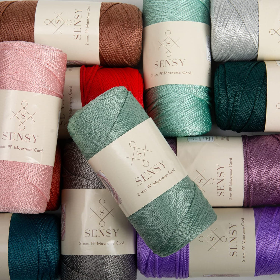 2 Garnstrange Sensy Premium 2 mm 230 Meter Polyester-Seil, 100% Polypropylen-Kordel Makramee-Kordel