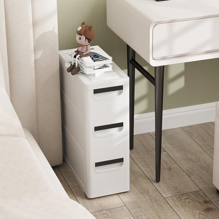 Schmaler Badezimmerschrank auf Rollen, Schmaler Badezimmerschrank mit 3/4/5 Schubladen, Mobiler Schu