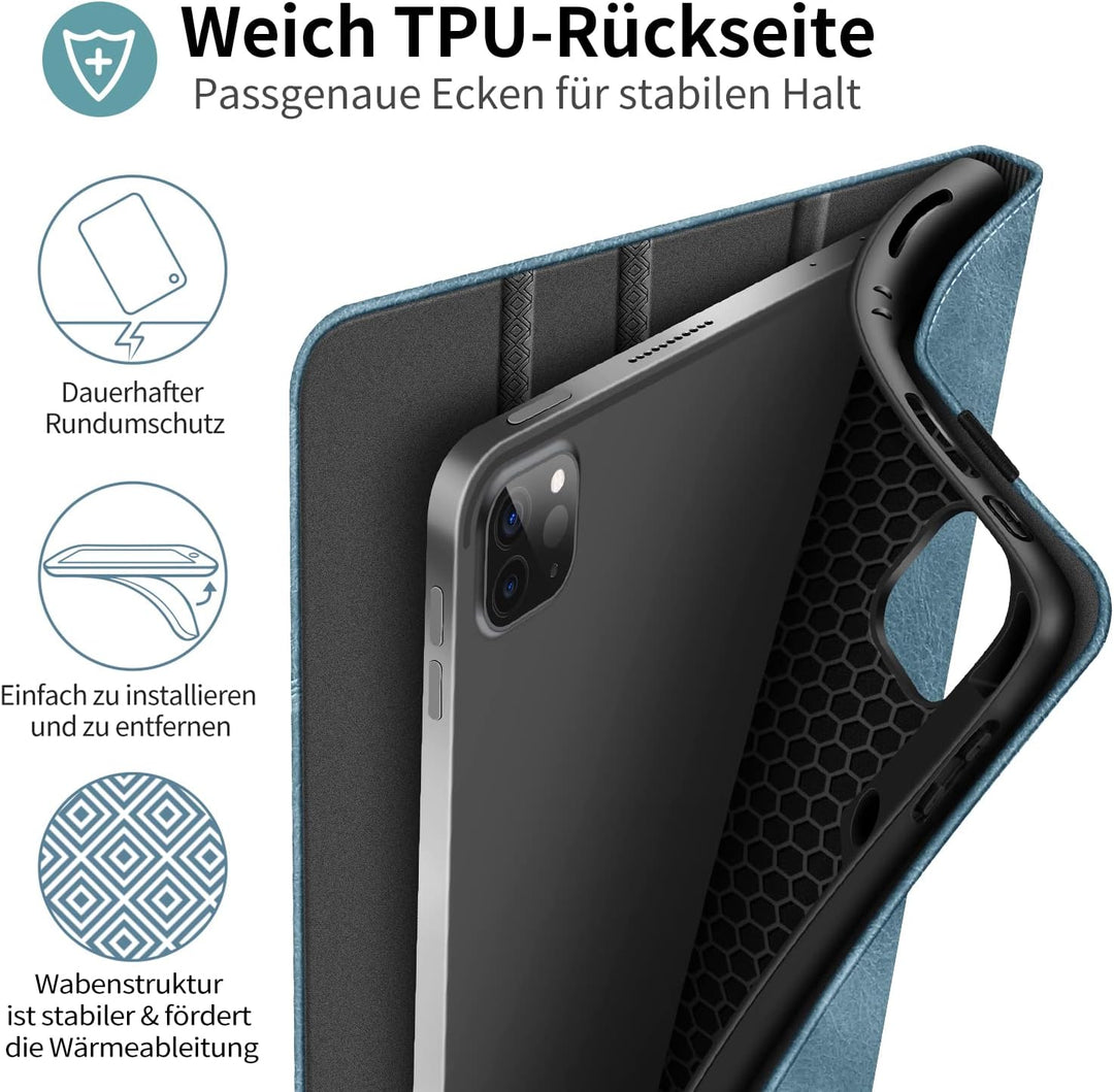 HOLIMET Hülle für iPad Pro 12.9 Zoll 2022/2021/2020/2018 (6./5./4./3. Generation) mit Stifthalter, P