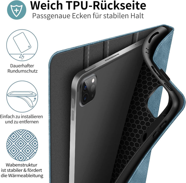 HOLIMET Hülle für iPad Pro 12.9 Zoll 2022/2021/2020/2018 (6./5./4./3. Generation) mit Stifthalter, P