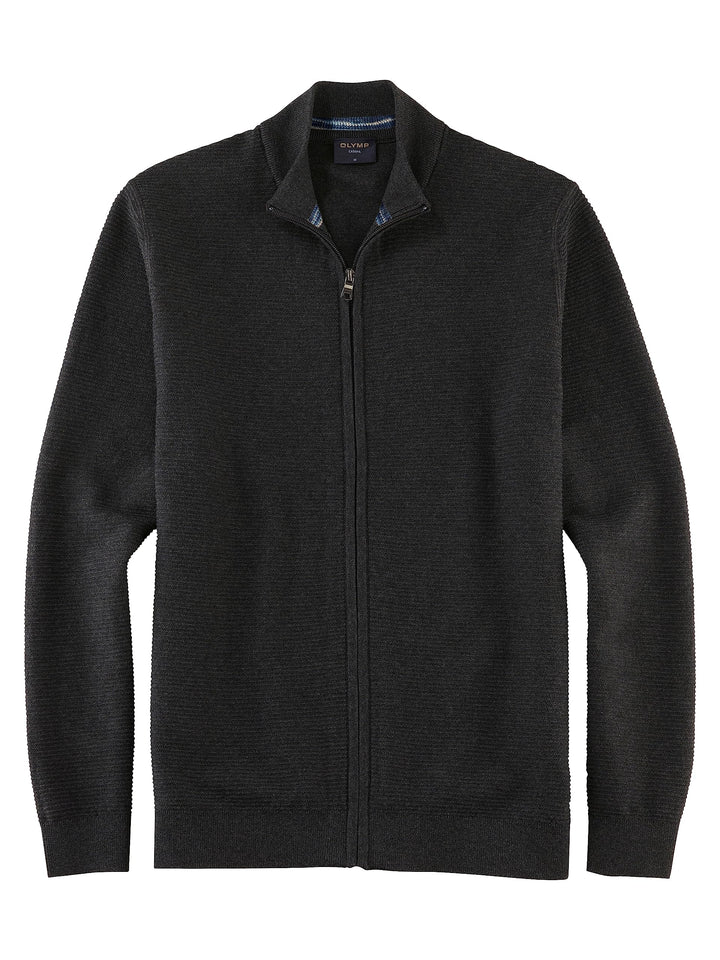 OLYMP Herren Strickjacke Casual.Strick,Struktur,Regular fit S Anthrazit 67, S Anthrazit 67