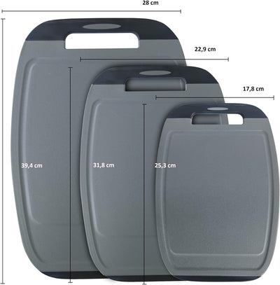 NEOFLAM® – Antibakterielles Schneidebrett Kunststoff rutschfest - 3er Set Schneidbretter Microban® S