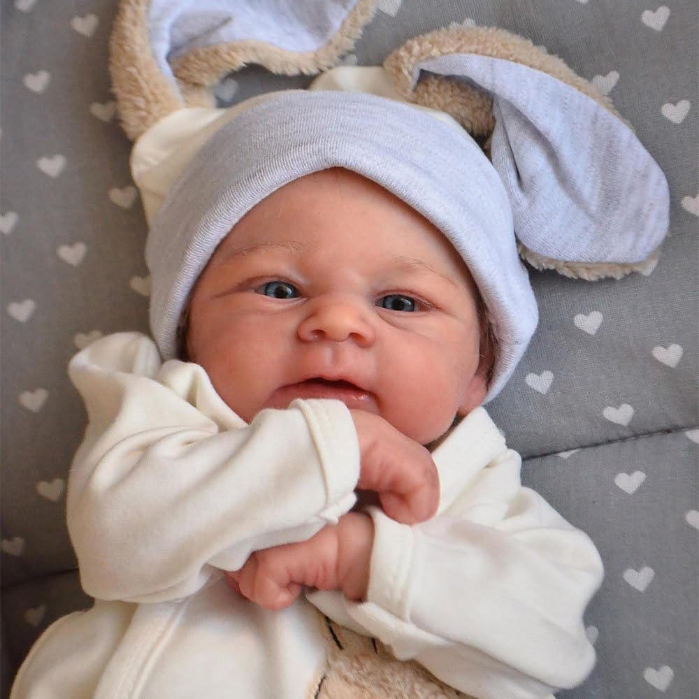Zero pam Reborn Baby Vollsilikon-45CM Lebensechte Babypuppen Reborn Baby Junge Mit Blaue Augen Puppe