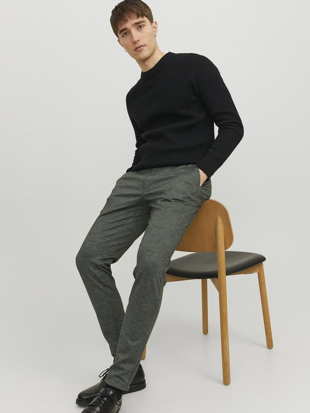 JACK & JONES Herren Jpstmarco Jjphil Nor Noos Chino-Hose 33W / 30L Forest Night/Detail:herringbone,