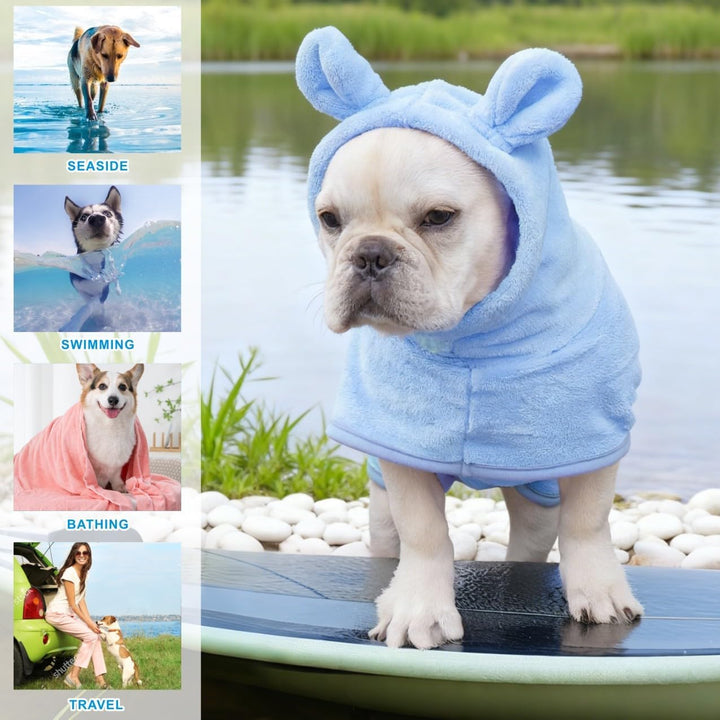 Hund Bademantel Mantel,Haustierhandtuch Mikrofaser Hundebadetuch saugfahig Badetuch Hund Schnell Tro